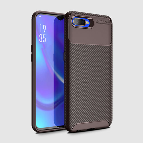 Silicone Candy Rubber TPU Twill Soft Case Cover Y01 for Oppo RX17 Neo Brown