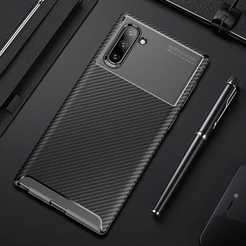 Silicone Candy Rubber TPU Twill Soft Case Cover Y01 for Samsung Galaxy Note 10 5G Black