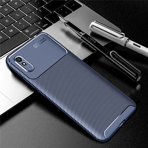 Silicone Candy Rubber TPU Twill Soft Case Cover Y01 for Xiaomi Redmi 9AT Blue