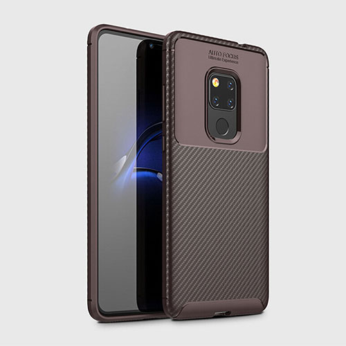 Silicone Candy Rubber TPU Twill Soft Case Cover Y02 for Huawei Mate 20 X 5G Brown
