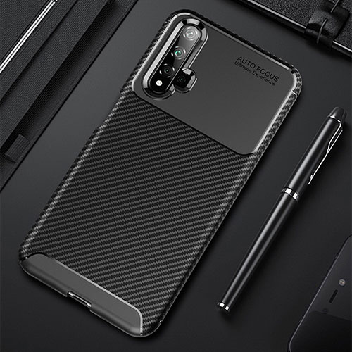 Silicone Candy Rubber TPU Twill Soft Case Cover Y02 for Huawei Nova 5T Black