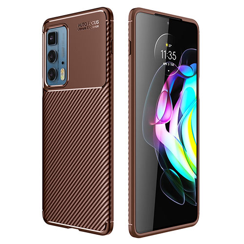 Silicone Candy Rubber TPU Twill Soft Case Cover Z01 for Motorola Moto Edge S Pro 5G Brown