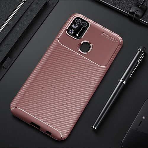 Silicone Candy Rubber TPU Twill Soft T01 Case Cover for Samsung Galaxy M31 Brown