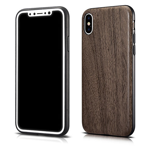 Silicone Candy Rubber Wood-Grain Pattern Soft Case for Apple iPhone X Gray