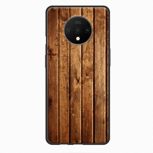 Silicone Candy Rubber Wood-Grain Pattern Soft Case for OnePlus 7T Mixed