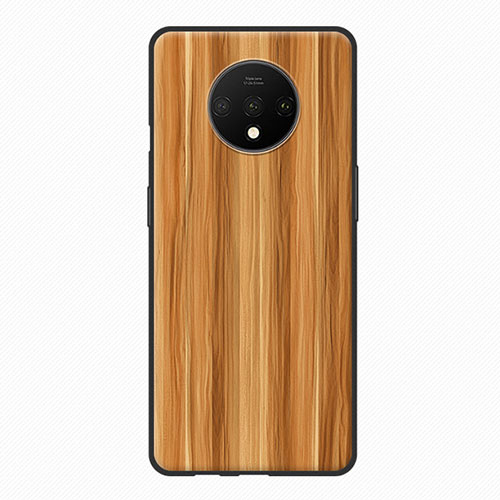 Silicone Candy Rubber Wood-Grain Pattern Soft Case for OnePlus 7T Orange