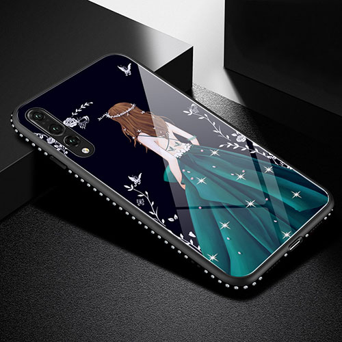 Silicone Frame Dress Party Girl Mirror Case Cover for Huawei P20 Pro Cyan