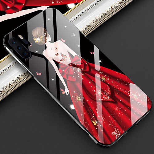 Silicone Frame Dress Party Girl Mirror Case Cover for Huawei P30 Pro Red