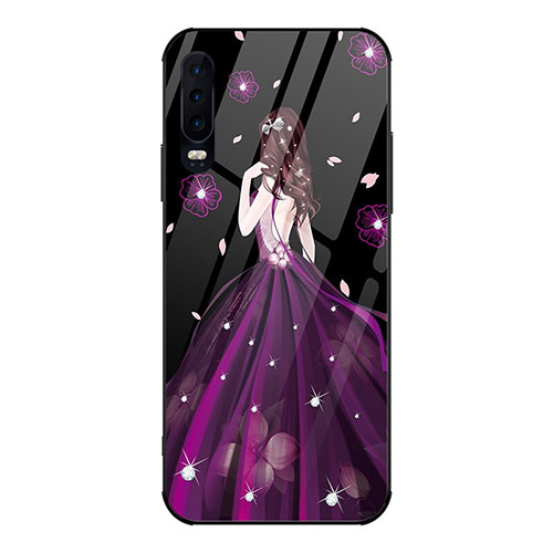 Silicone Frame Dress Party Girl Mirror Case Cover for Huawei P30 Purple