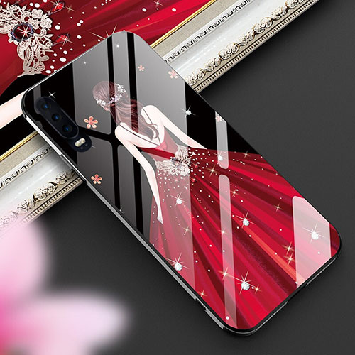 Silicone Frame Dress Party Girl Mirror Case Cover for Huawei P30 Red