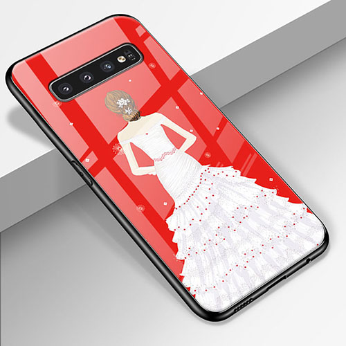 Silicone Frame Dress Party Girl Mirror Case Cover K01 for Samsung Galaxy S10 5G Colorful