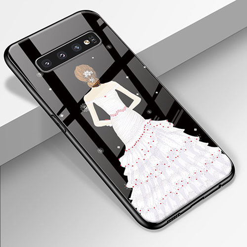 Silicone Frame Dress Party Girl Mirror Case Cover K01 for Samsung Galaxy S10 5G White