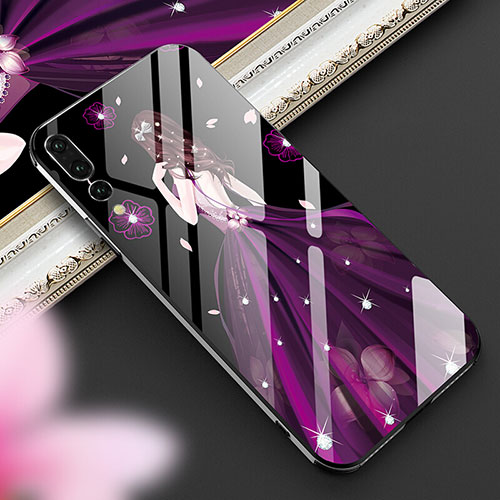 Silicone Frame Dress Party Girl Mirror Case Cover K02 for Huawei P20 Pro Purple