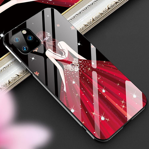 Silicone Frame Dress Party Girl Mirror Case Cover M01 for Apple iPhone 11 Pro Max Red