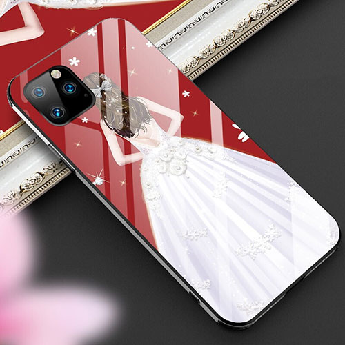 Silicone Frame Dress Party Girl Mirror Case Cover M01 for Apple iPhone 11 Pro Max White