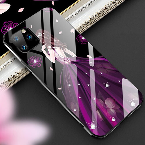 Silicone Frame Dress Party Girl Mirror Case Cover M01 for Apple iPhone 11 Pro Purple