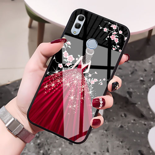 Silicone Frame Dress Party Girl Mirror Case for Huawei Honor 10 Lite Black