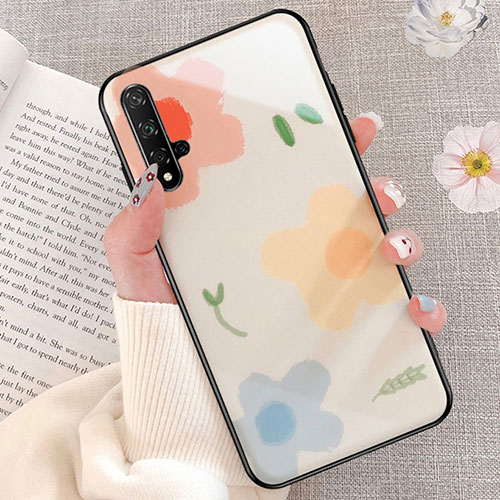 Silicone Frame Fashionable Pattern Mirror Case Cover D01 for Huawei Honor 20 Pink