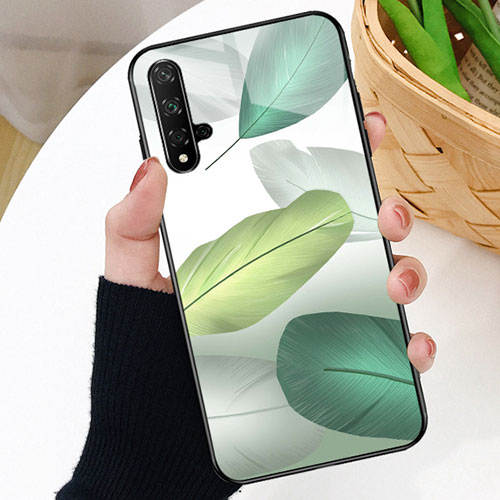 Silicone Frame Fashionable Pattern Mirror Case Cover D01 for Huawei Nova 5T Green
