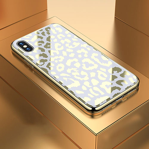 Silicone Frame Fashionable Pattern Mirror Case Cover for Apple iPhone Xs Max White