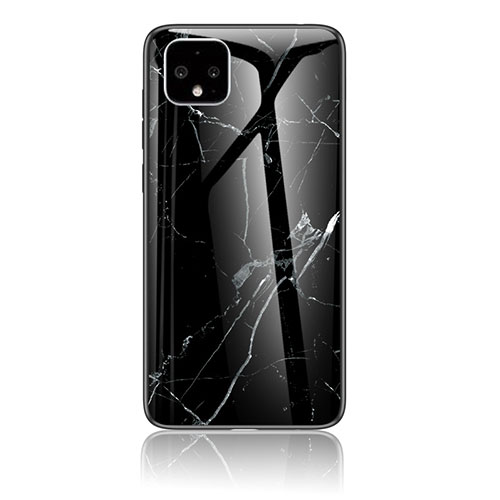 Silicone Frame Fashionable Pattern Mirror Case Cover for Google Pixel 4 Black
