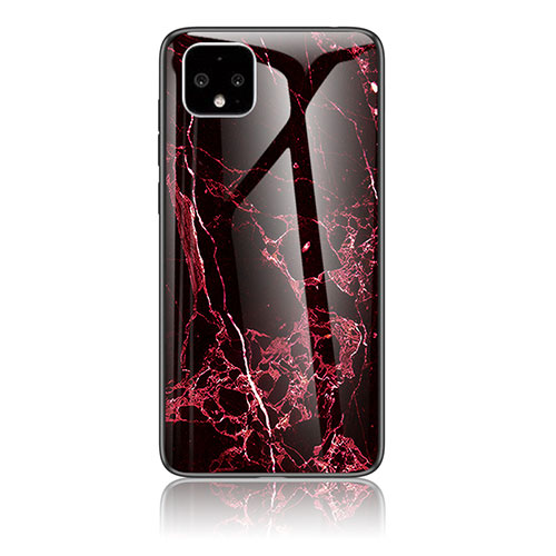 Silicone Frame Fashionable Pattern Mirror Case Cover for Google Pixel 4 Red