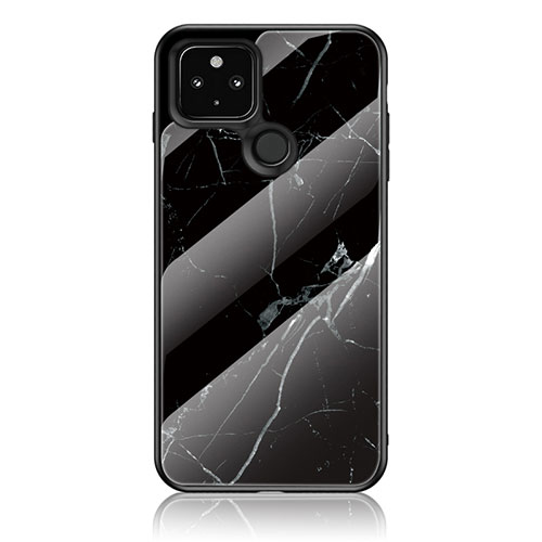 Silicone Frame Fashionable Pattern Mirror Case Cover for Google Pixel 5 Black