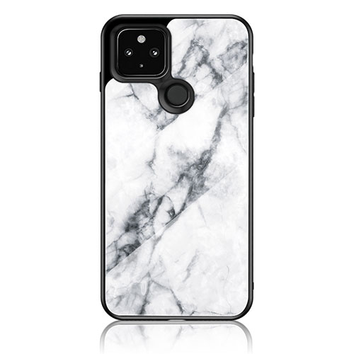 Silicone Frame Fashionable Pattern Mirror Case Cover for Google Pixel 5 White