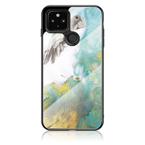 Silicone Frame Fashionable Pattern Mirror Case Cover for Google Pixel 5 XL 5G Green