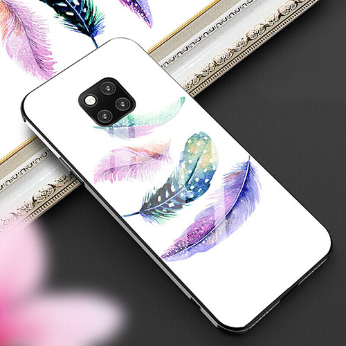 Silicone Frame Fashionable Pattern Mirror Case Cover for Huawei Mate 20 Pro White