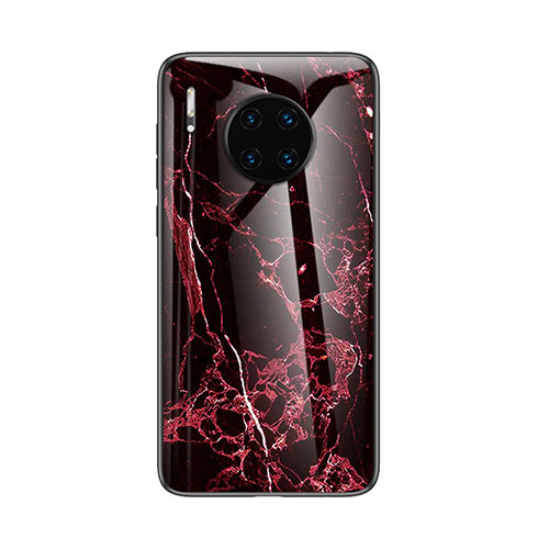 Silicone Frame Fashionable Pattern Mirror Case Cover for Huawei Mate 30 Pro 5G Red