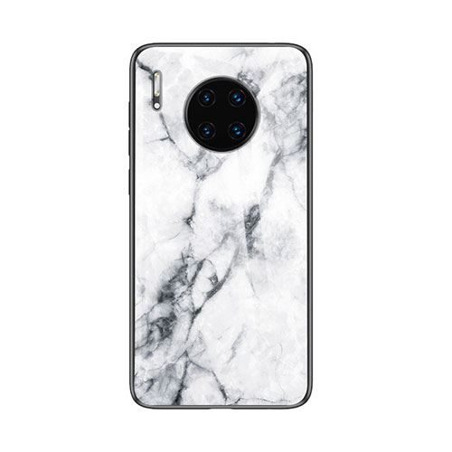 Silicone Frame Fashionable Pattern Mirror Case Cover for Huawei Mate 30 Pro 5G White