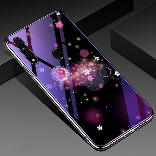 Silicone Frame Fashionable Pattern Mirror Case Cover for Oppo A8 Purple