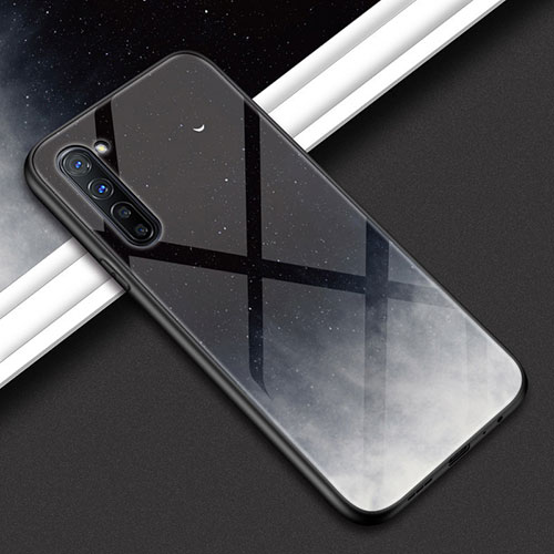 Silicone Frame Fashionable Pattern Mirror Case Cover for Oppo Find X2 Lite Dark Gray