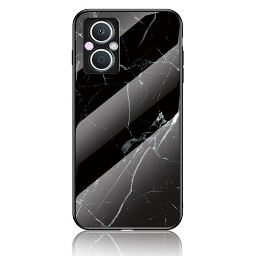 Silicone Frame Fashionable Pattern Mirror Case Cover for Oppo Reno7 Lite 5G Black