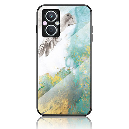 Silicone Frame Fashionable Pattern Mirror Case Cover for Oppo Reno7 Z 5G Green