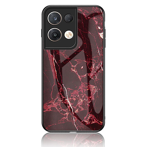 Silicone Frame Fashionable Pattern Mirror Case Cover for Oppo Reno8 Pro+ Plus 5G Red