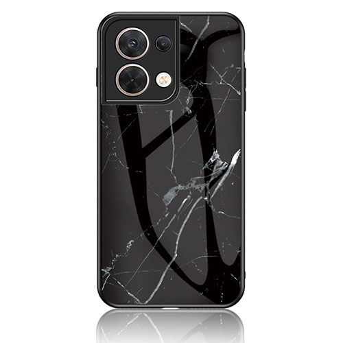 Silicone Frame Fashionable Pattern Mirror Case Cover for Oppo Reno9 5G Black