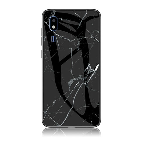 Silicone Frame Fashionable Pattern Mirror Case Cover for Samsung Galaxy A2 Core A260F A260G Black