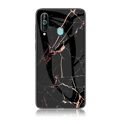 Silicone Frame Fashionable Pattern Mirror Case Cover for Samsung Galaxy M40 Gold and Black