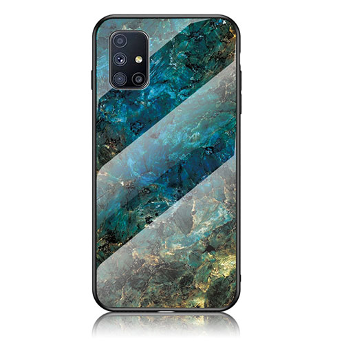 Silicone Frame Fashionable Pattern Mirror Case Cover for Samsung Galaxy M51 Blue