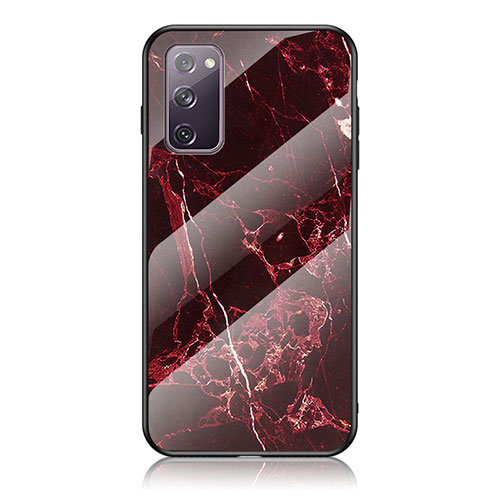 Silicone Frame Fashionable Pattern Mirror Case Cover for Samsung Galaxy S20 Lite 5G Red