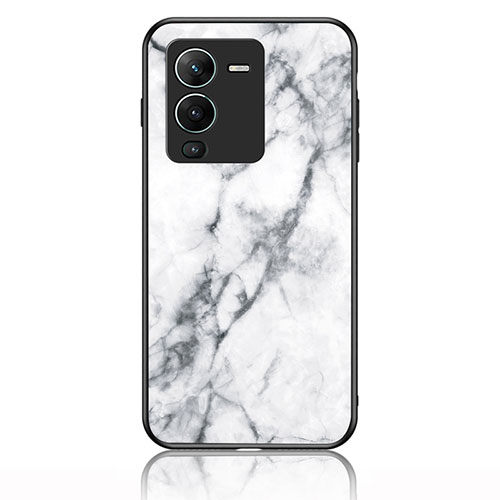 Silicone Frame Fashionable Pattern Mirror Case Cover for Vivo V25 Pro 5G White