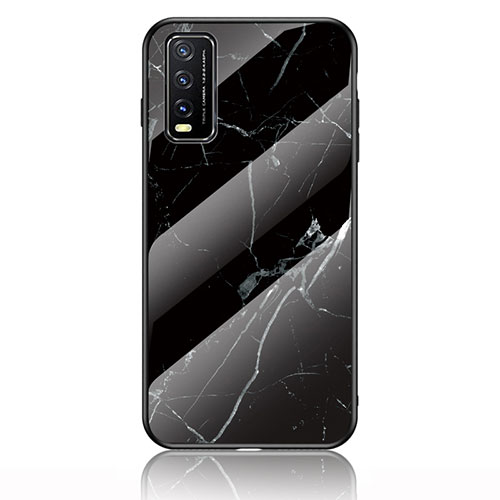 Silicone Frame Fashionable Pattern Mirror Case Cover for Vivo Y12s Black