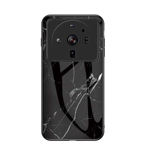 Silicone Frame Fashionable Pattern Mirror Case Cover for Xiaomi Mi 12S Ultra 5G Black