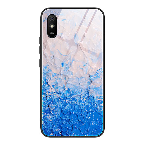 Silicone Frame Fashionable Pattern Mirror Case Cover JM1 for Xiaomi Redmi 9AT Blue