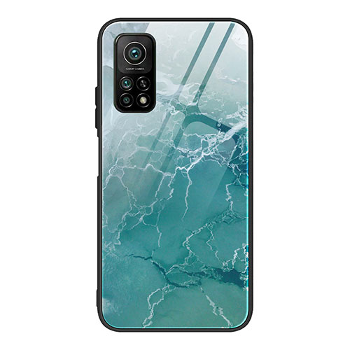 Silicone Frame Fashionable Pattern Mirror Case Cover JM1 for Xiaomi Redmi K30S 5G Cyan
