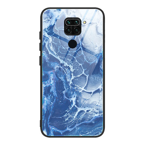 Silicone Frame Fashionable Pattern Mirror Case Cover JM1 for Xiaomi Redmi Note 9 Navy Blue