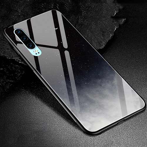 Silicone Frame Fashionable Pattern Mirror Case Cover K01 for Huawei P30 Gray