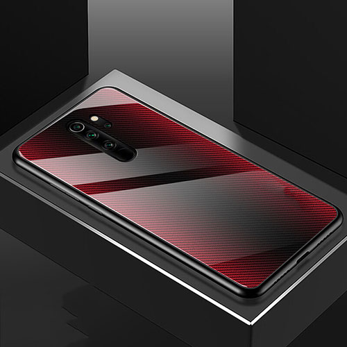 Silicone Frame Fashionable Pattern Mirror Case Cover K01 for Xiaomi Redmi Note 8 Pro Red